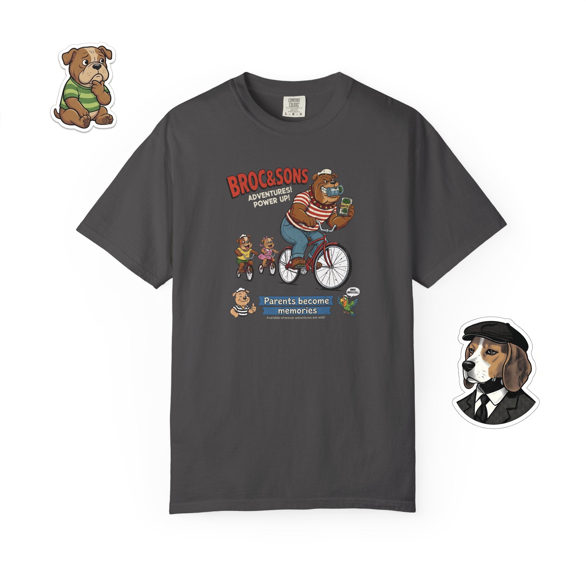 Broc & Sons Bicycle Illustration T-Shirt, Retro Storybook Graphic Tee by John Void