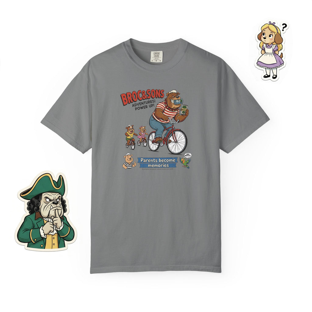 Broc & Sons Bicycle Illustration T-Shirt, Retro Storybook Graphic Tee by John Void