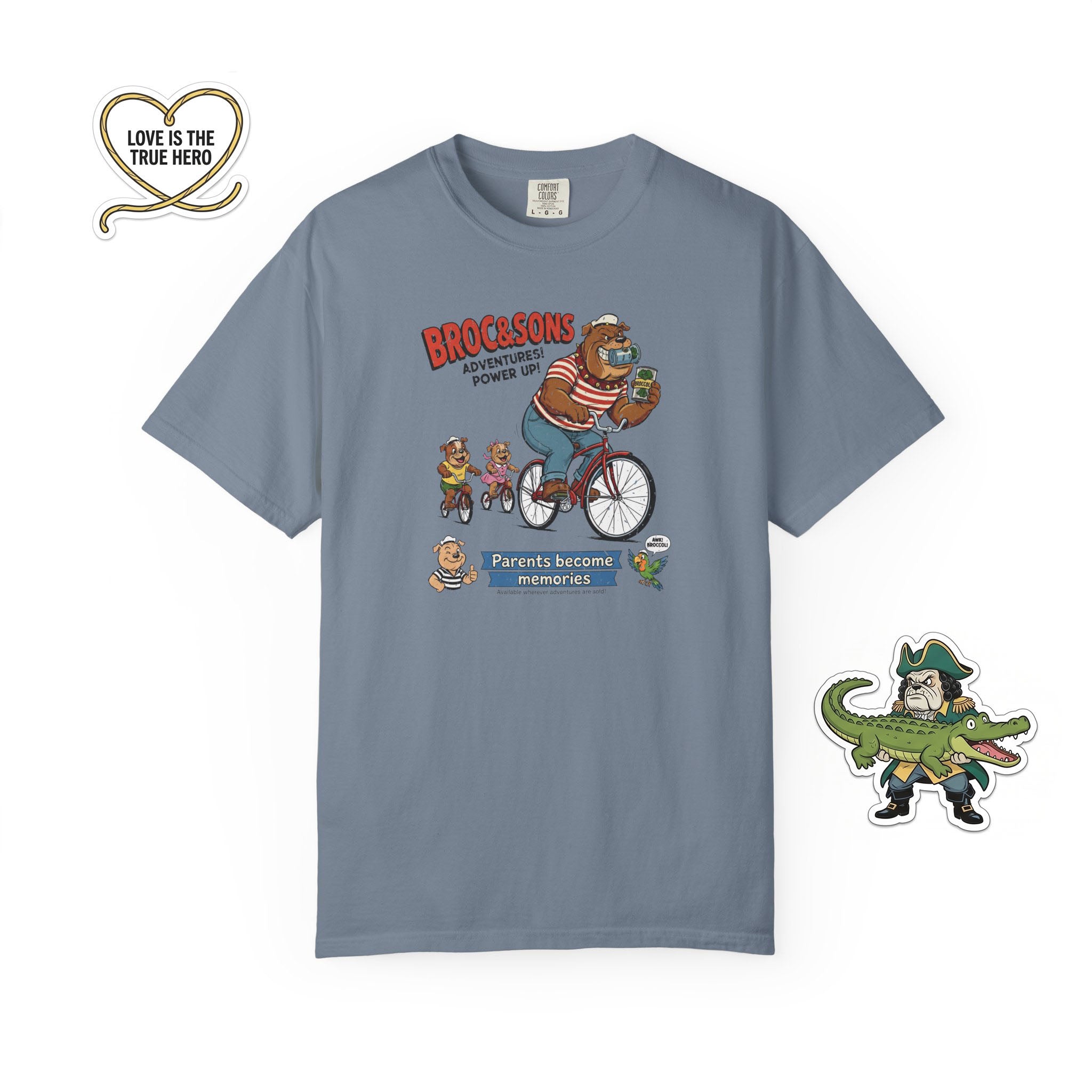 Broc & Sons Bicycle Illustration T-Shirt, Retro Storybook Graphic Tee by John Void
