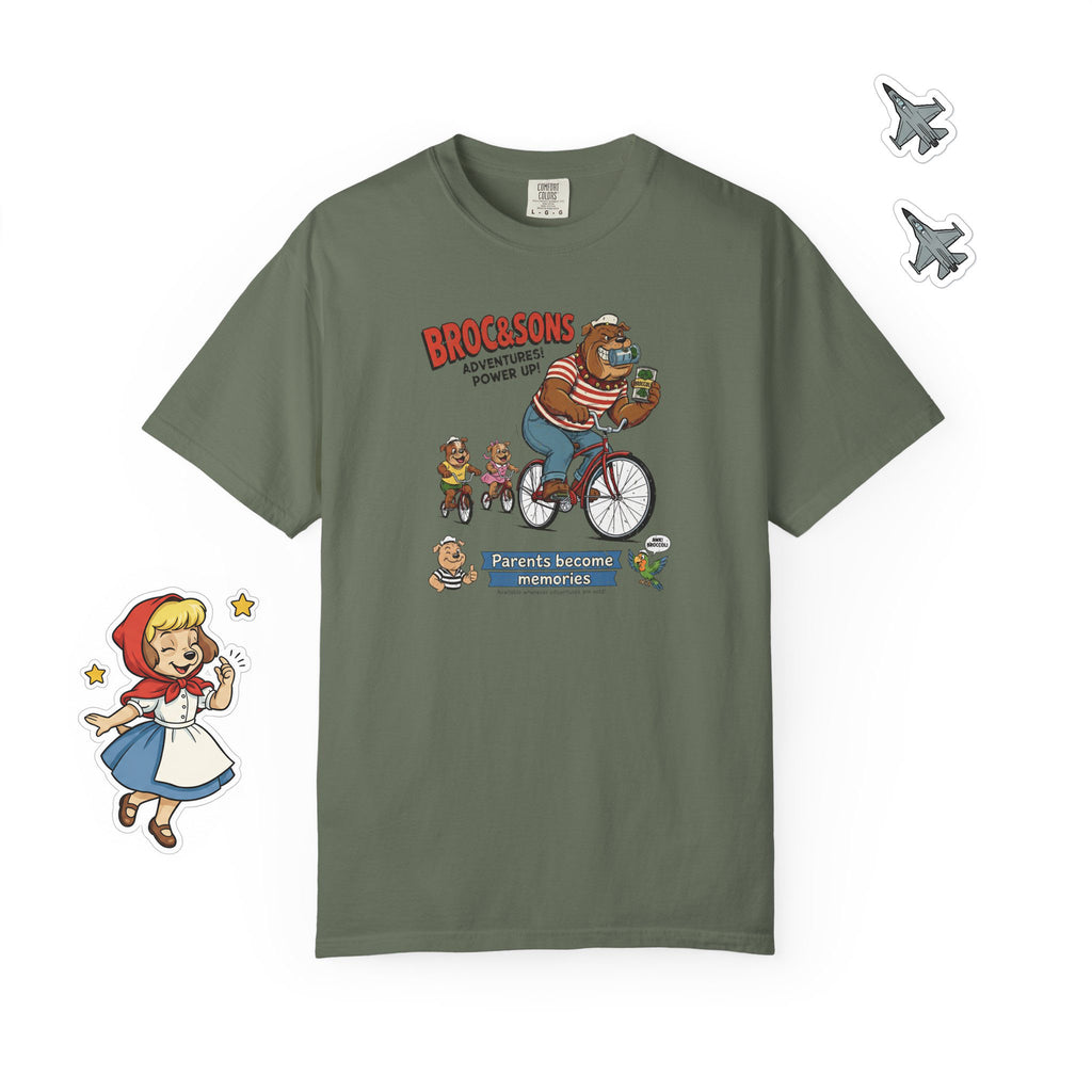 Broc & Sons Bicycle Illustration T-Shirt, Retro Storybook Graphic Tee by John Void