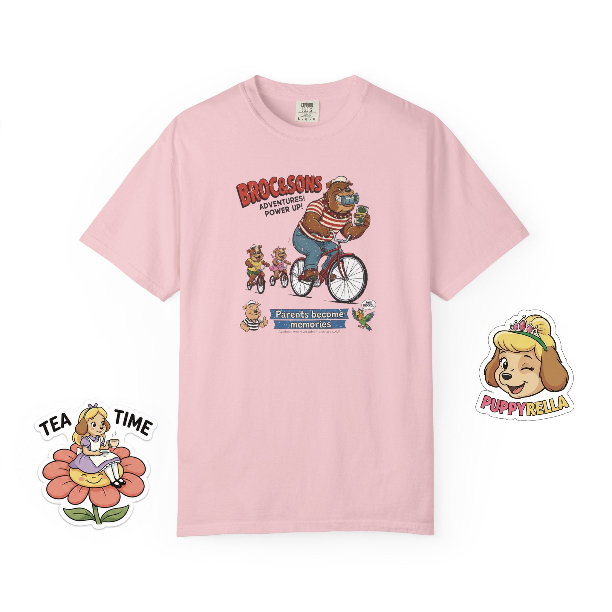 Broc & Sons Bicycle Illustration T-Shirt, Retro Storybook Graphic Tee by John Void