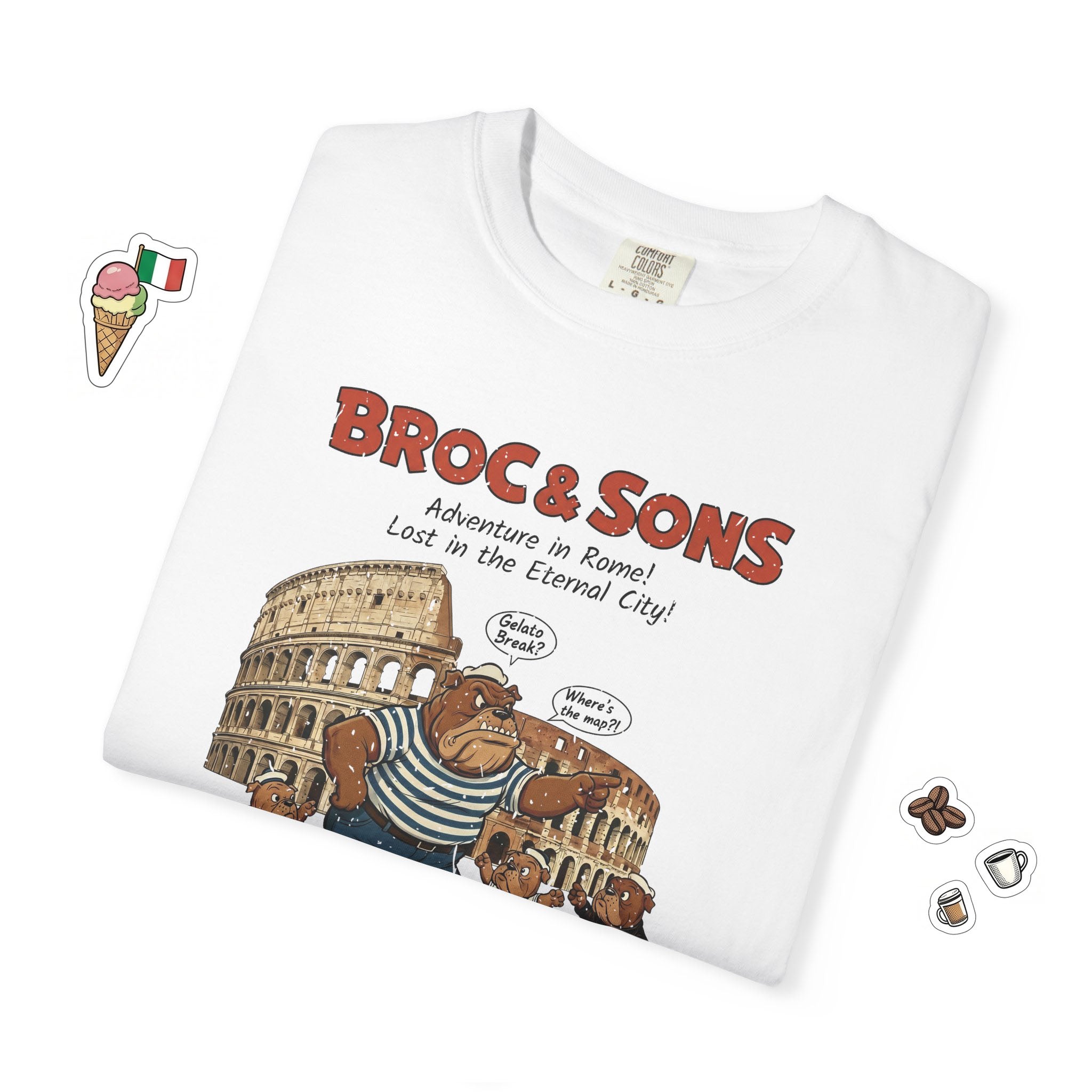 Broc & Sons Rome Illustration T-Shirt, Retro Storybook Graphic Tee by John Void