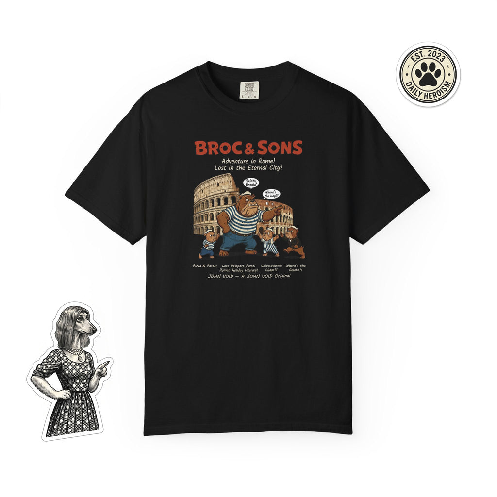 Broc & Sons Rome Illustration T-Shirt, Retro Storybook Graphic Tee by John Void