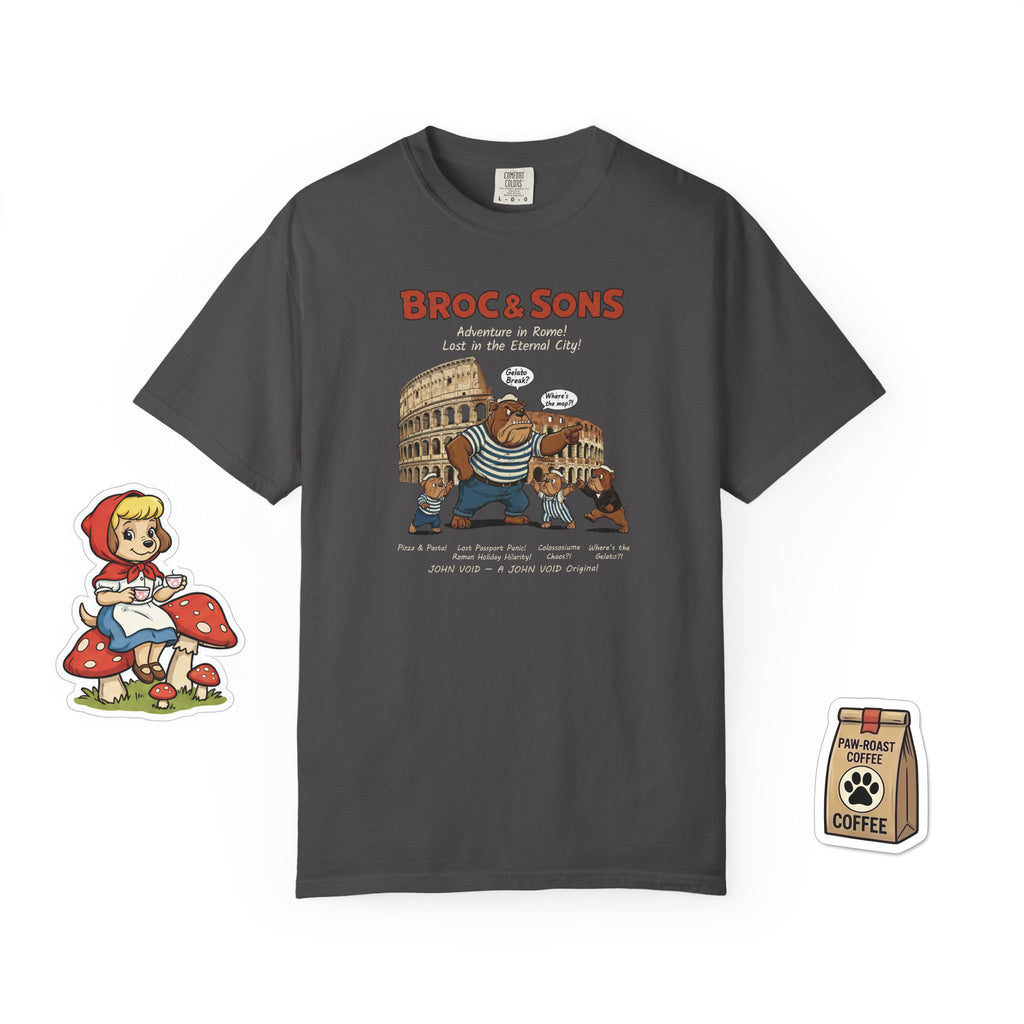 Broc & Sons Rome Illustration T-Shirt, Retro Storybook Graphic Tee by John Void