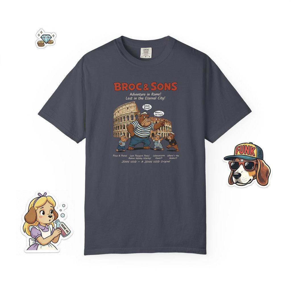 Broc & Sons Rome Illustration T-Shirt, Retro Storybook Graphic Tee by John Void