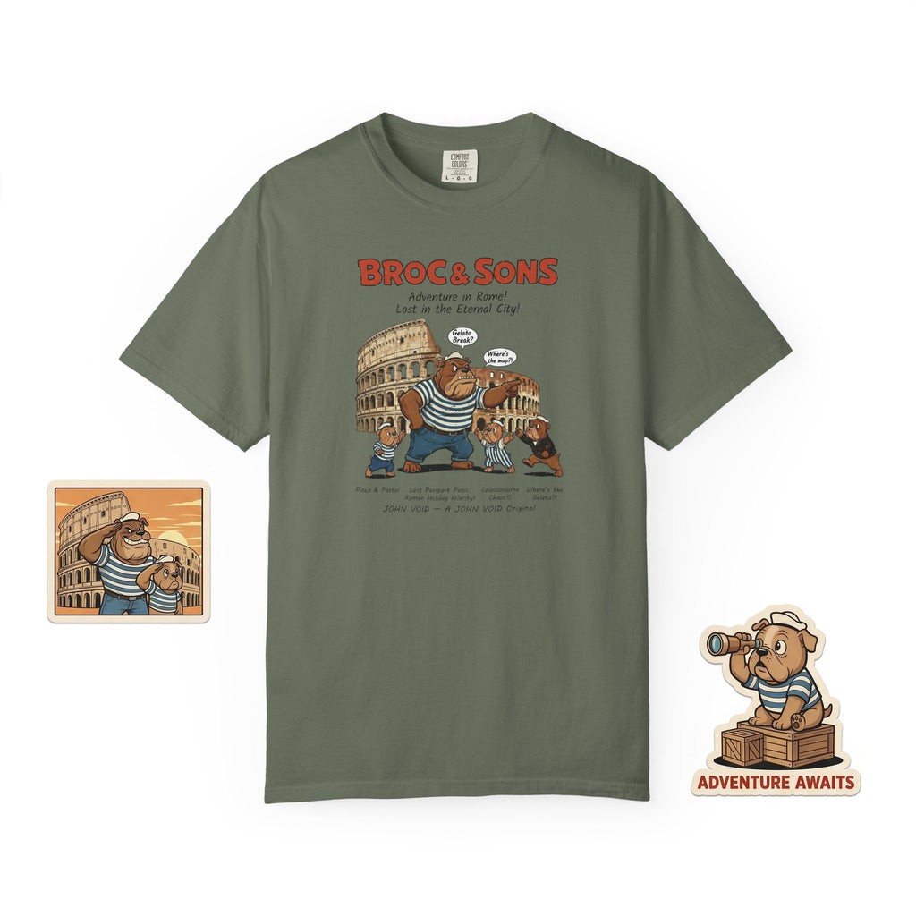 Broc & Sons Rome Illustration T-Shirt, Retro Storybook Graphic Tee by John Void