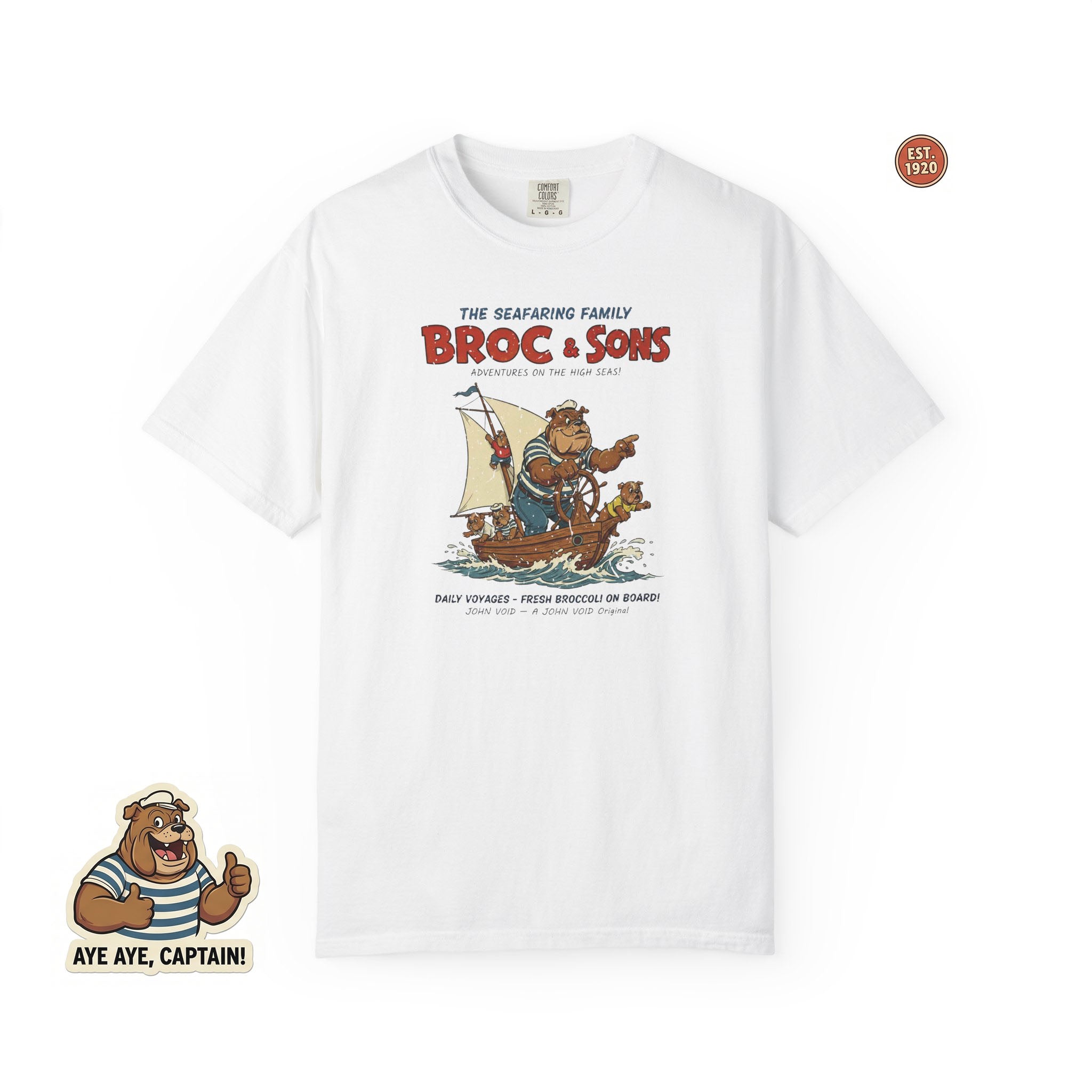 Broc & Sons Sailing Illustration T-Shirt, Retro Storybook Graphic Tee by John Void