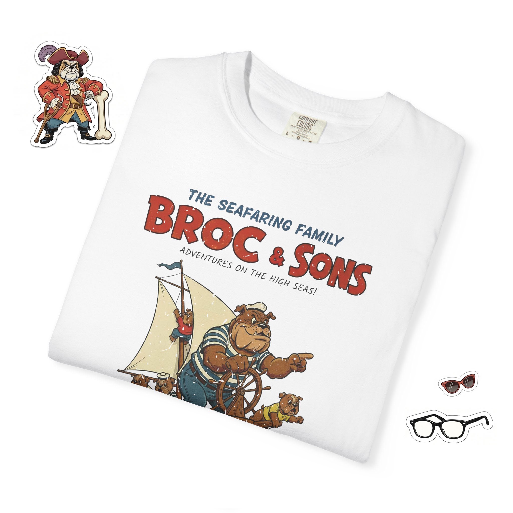 Broc & Sons Sailing Illustration T-Shirt, Retro Storybook Graphic Tee by John Void
