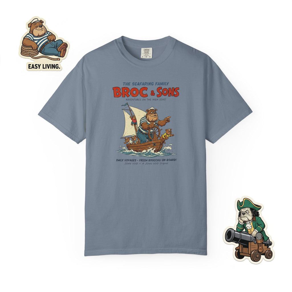 Broc & Sons Sailing Illustration T-Shirt, Retro Storybook Graphic Tee by John Void
