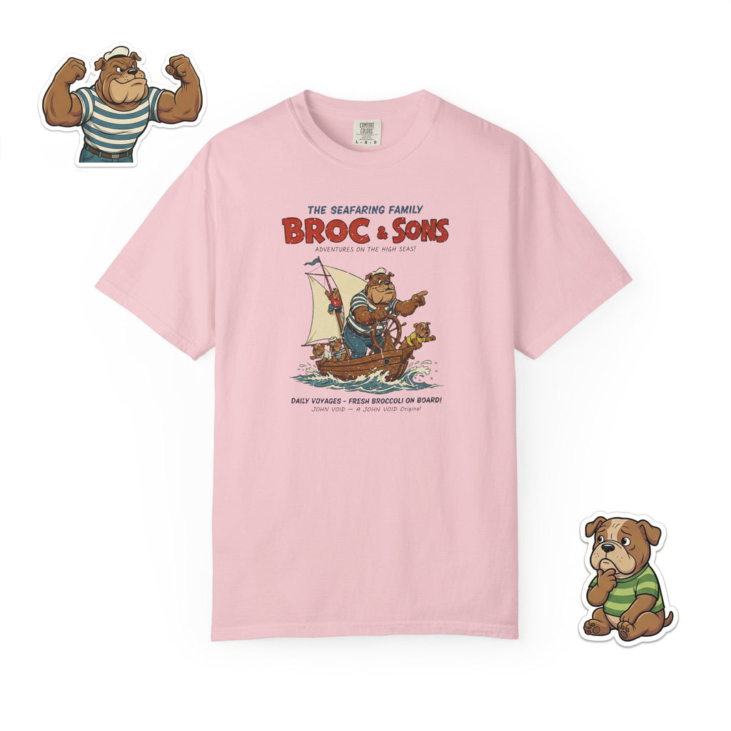 Broc & Sons Sailing Illustration T-Shirt, Retro Storybook Graphic Tee by John Void