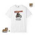 Broc & Sons Biker Illustration T-Shirt, Retro Storybook Graphic Tee by John Void