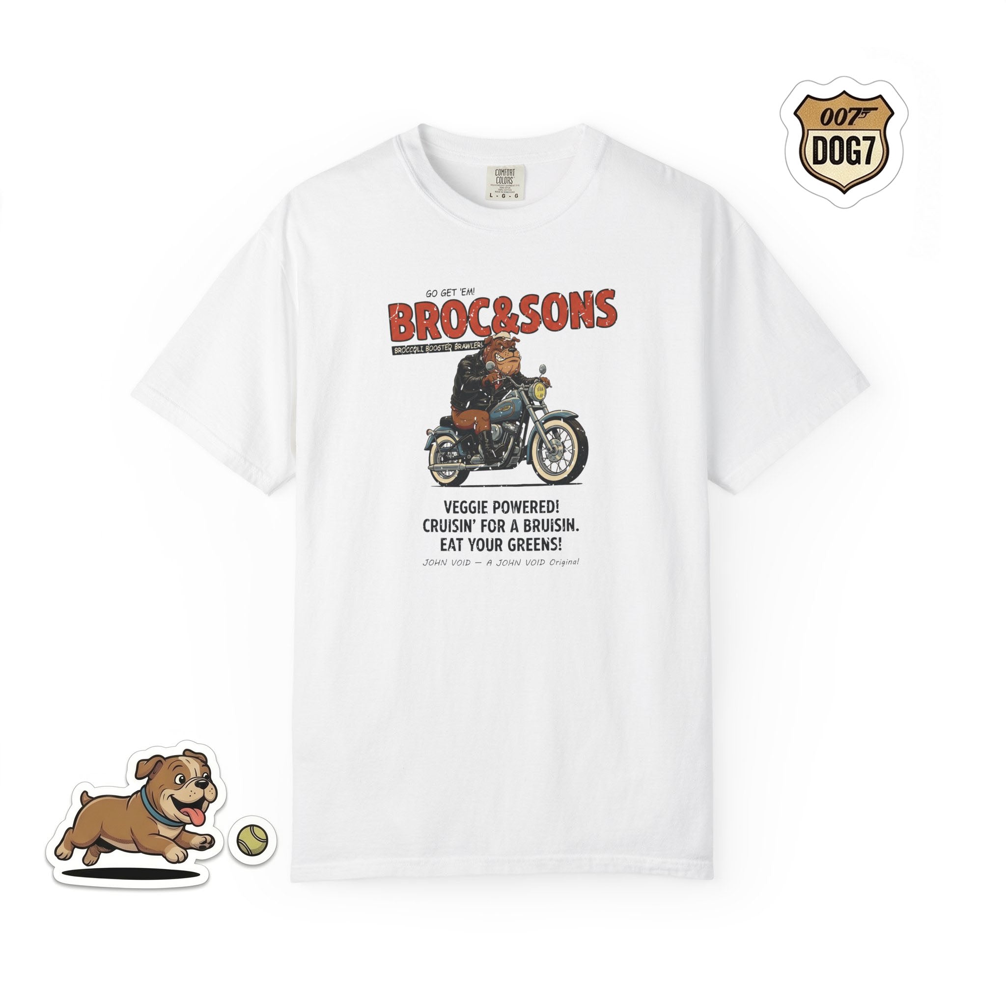 Broc & Sons Biker Illustration T-Shirt, Retro Storybook Graphic Tee by John Void