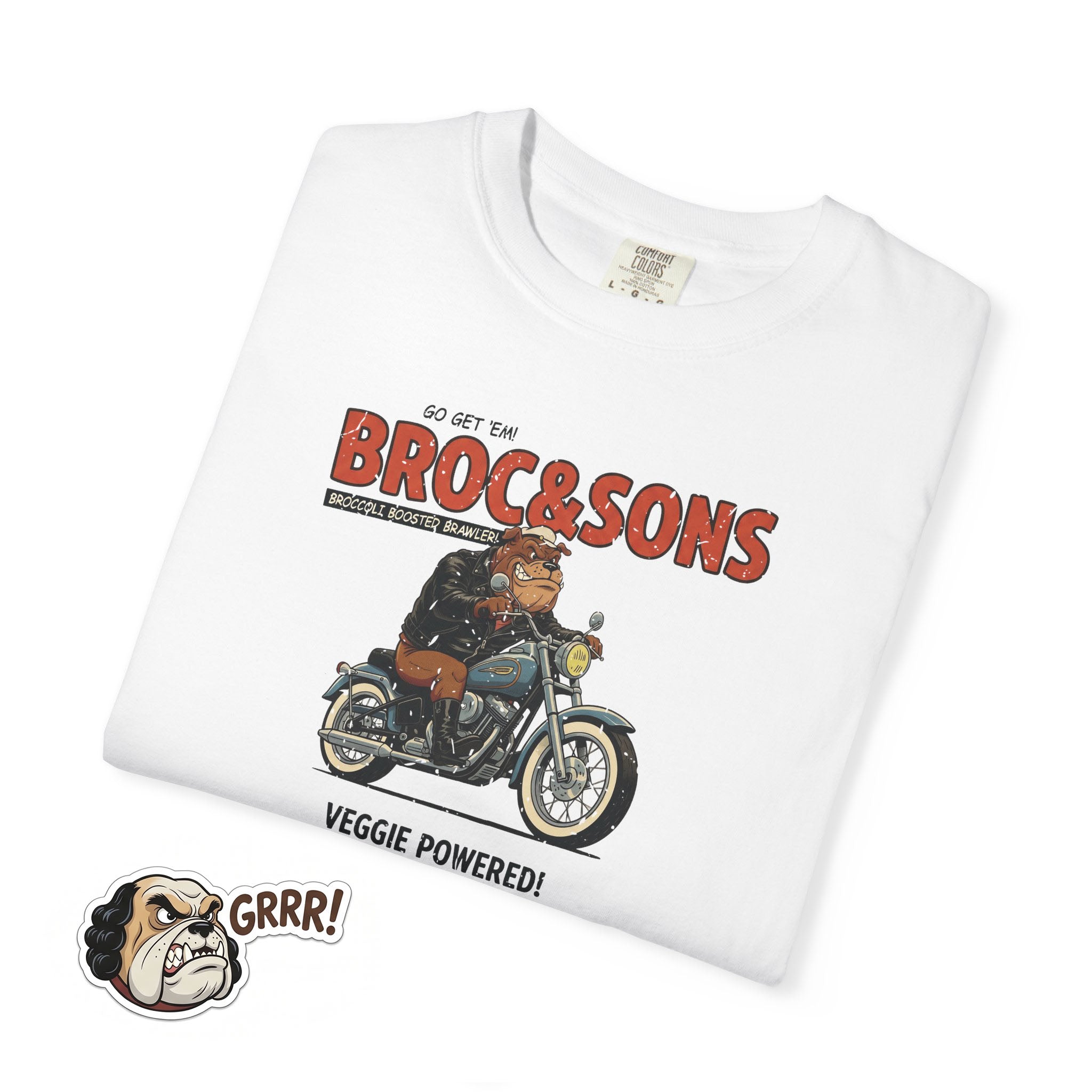 Broc & Sons Biker Illustration T-Shirt, Retro Storybook Graphic Tee by John Void