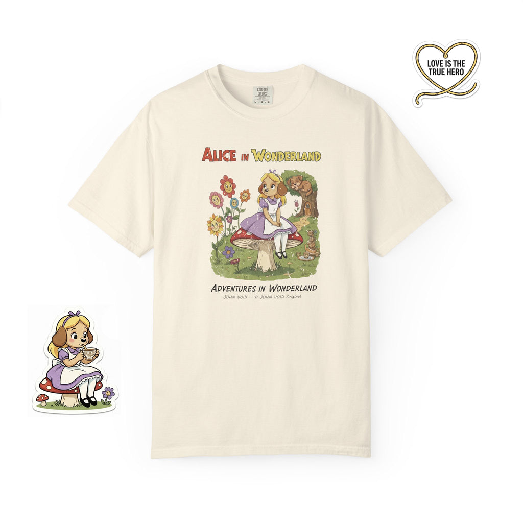 Alice Illustration T-Shirt, Retro Storybook Graphic Tee by John Void