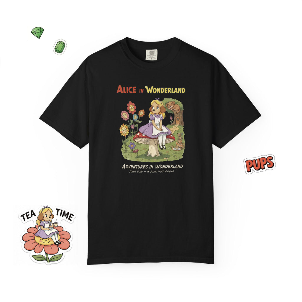 Alice Illustration T-Shirt, Retro Storybook Graphic Tee by John Void