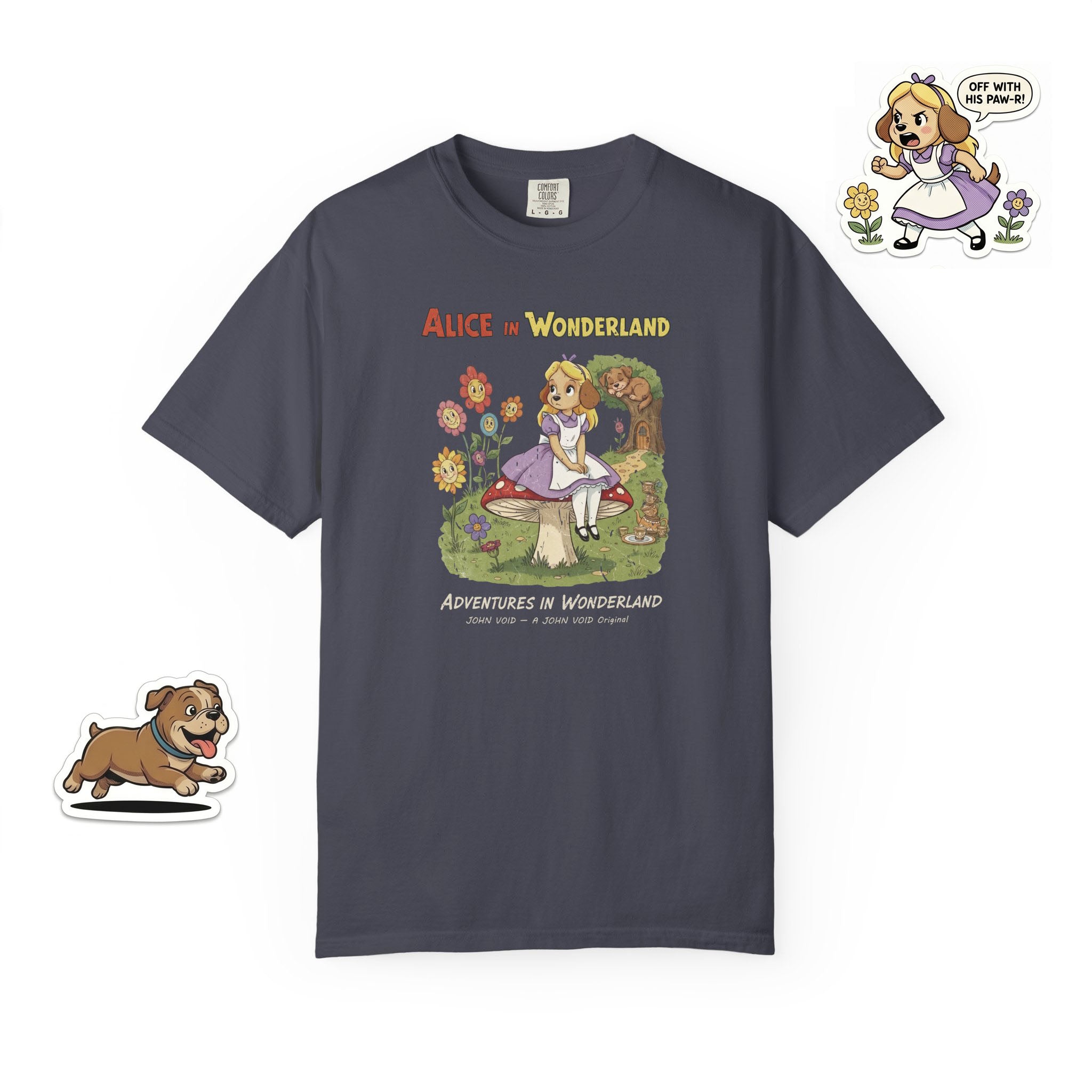Alice Illustration T-Shirt, Retro Storybook Graphic Tee by John Void