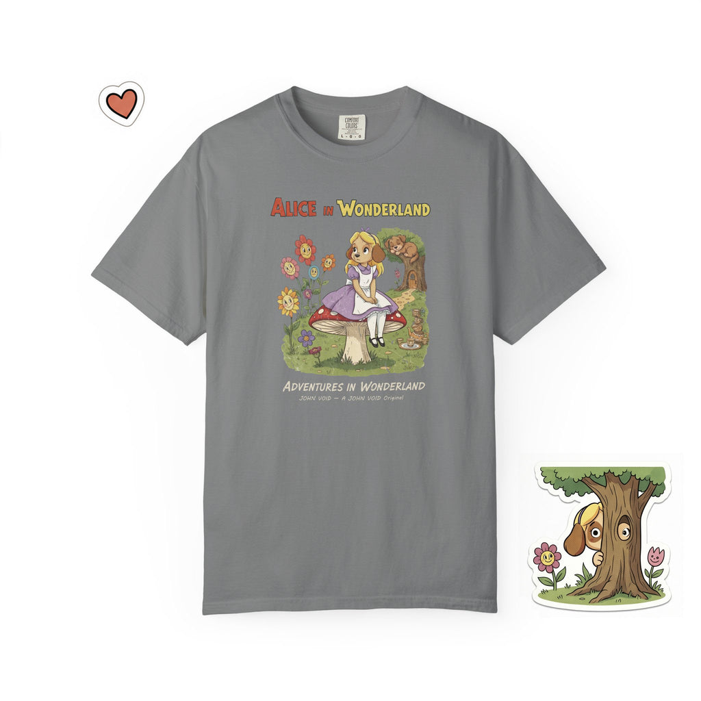 Alice Illustration T-Shirt, Retro Storybook Graphic Tee by John Void