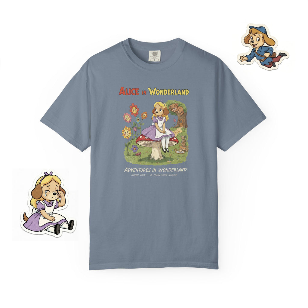 Alice Illustration T-Shirt, Retro Storybook Graphic Tee by John Void