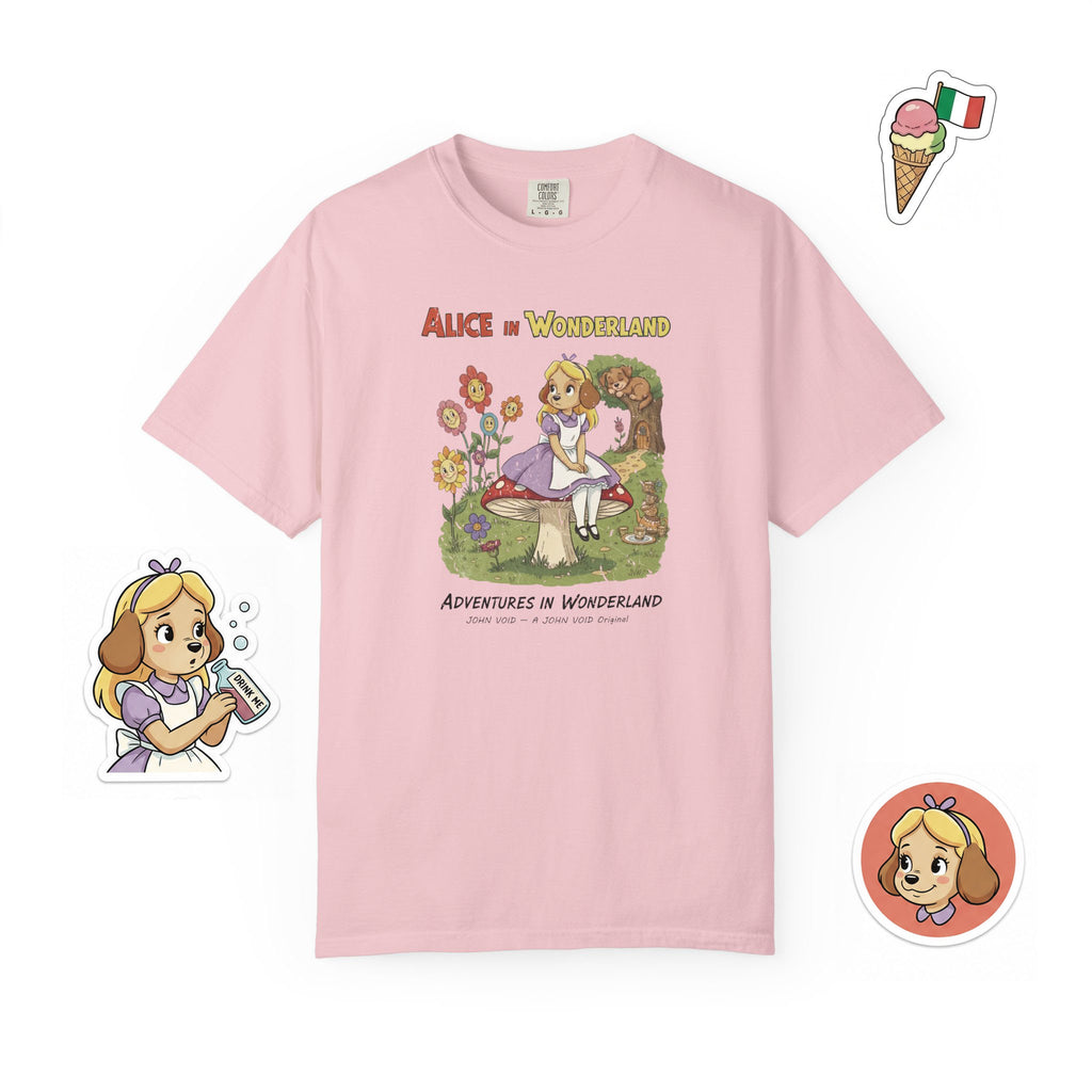 Alice Illustration T-Shirt, Retro Storybook Graphic Tee by John Void
