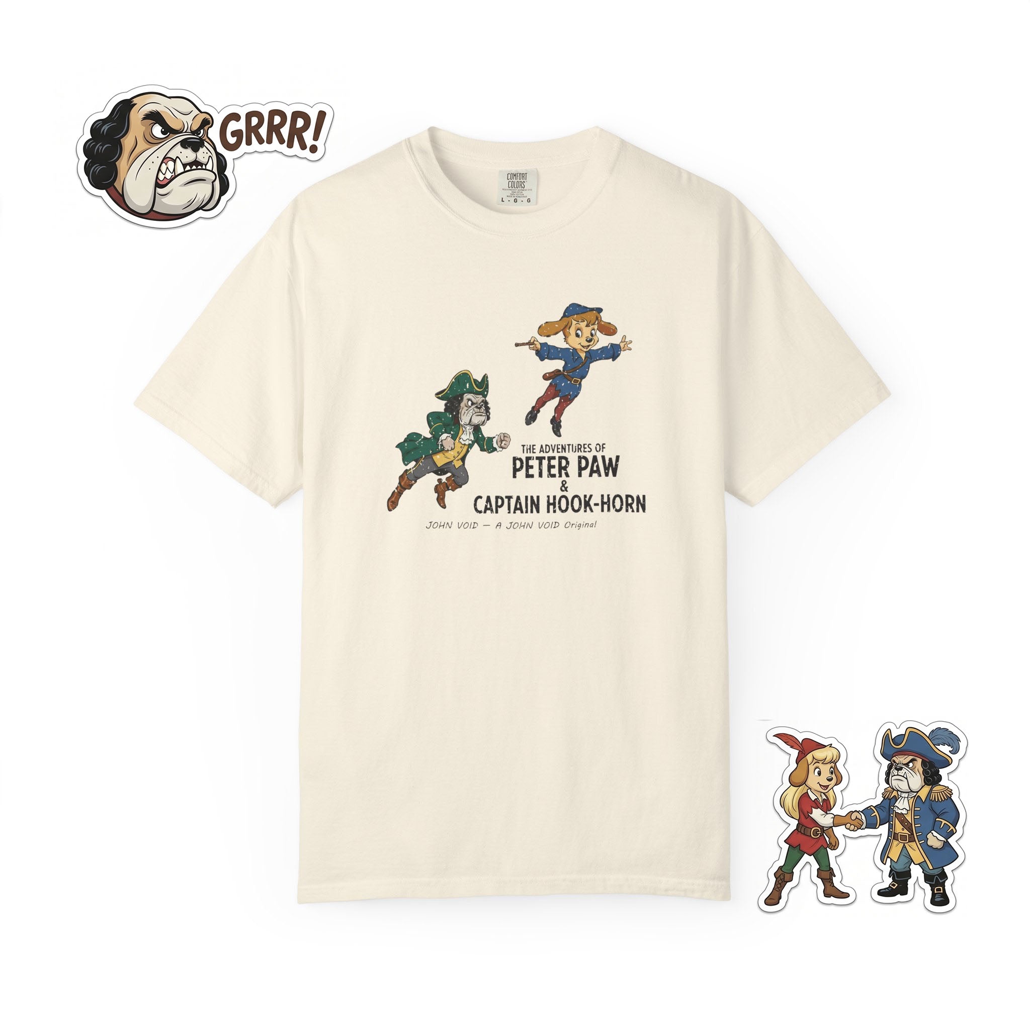 Flying Peter Four Illustration T-Shirt, Retro Storybook Graphic Tee by John Void