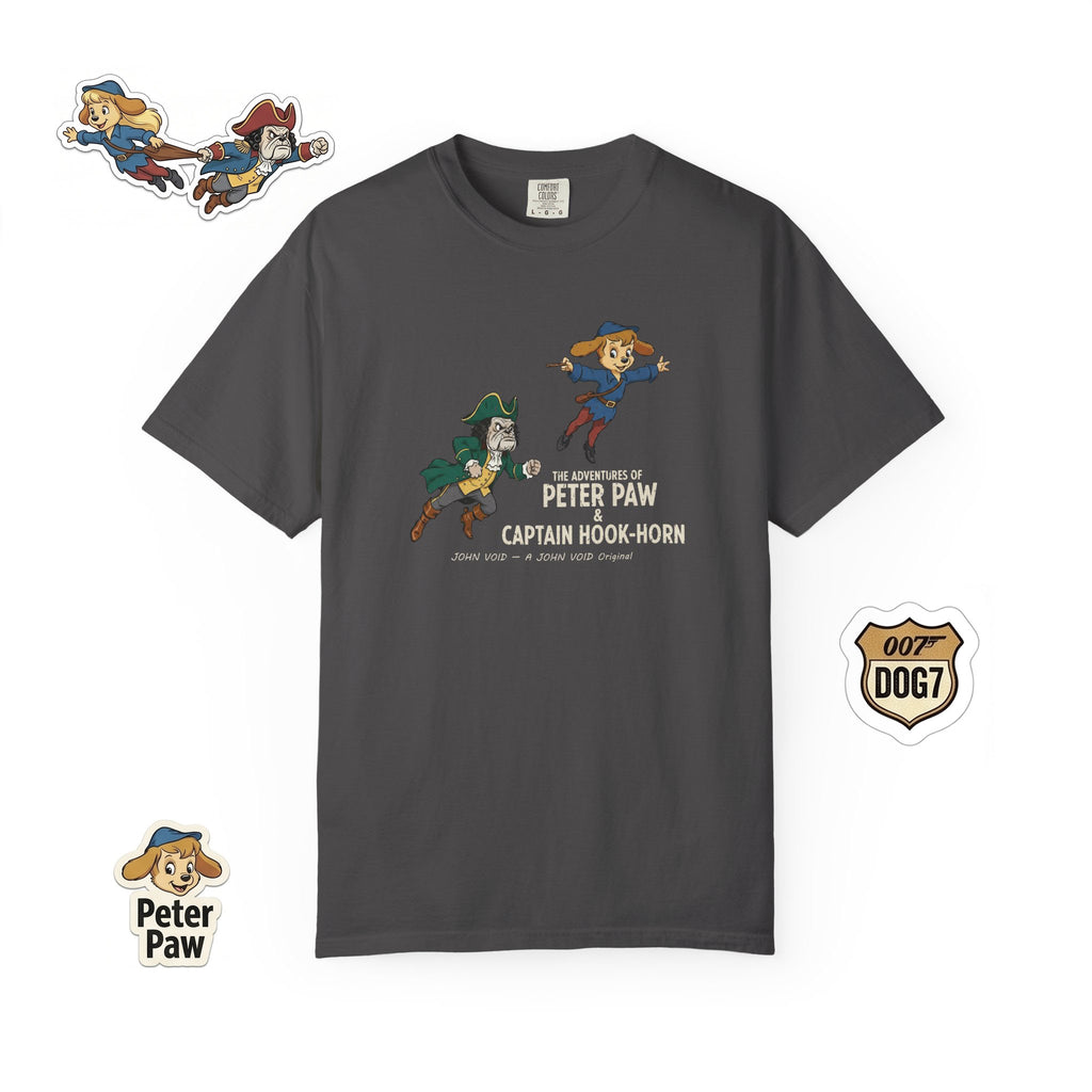 Flying Peter Four Illustration T-Shirt, Retro Storybook Graphic Tee by John Void