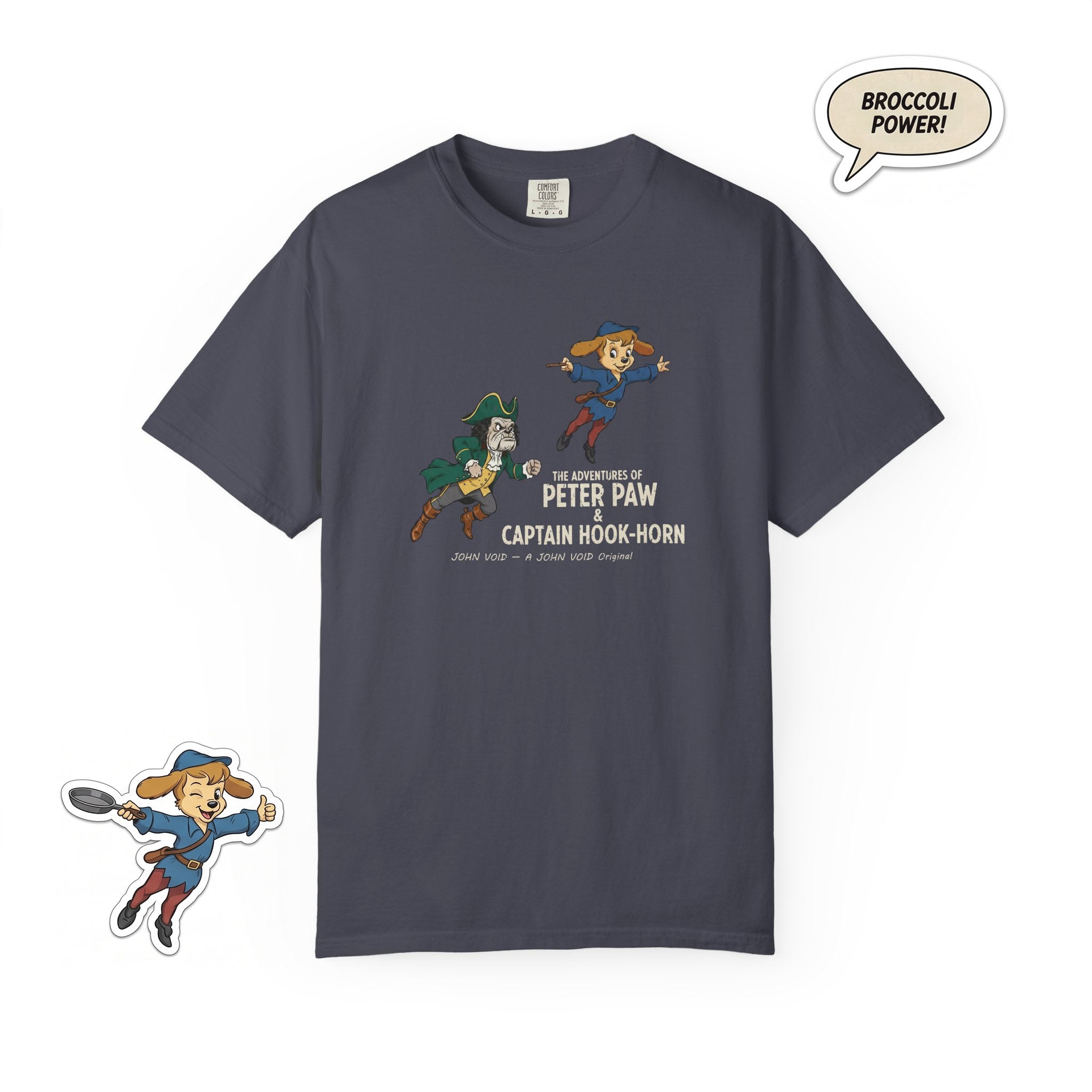 Flying Peter Four Illustration T-Shirt, Retro Storybook Graphic Tee by John Void