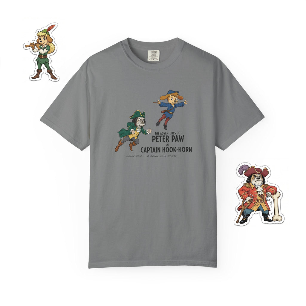 Flying Peter Four Illustration T-Shirt, Retro Storybook Graphic Tee by John Void