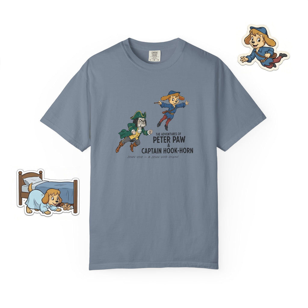 Flying Peter Four Illustration T-Shirt, Retro Storybook Graphic Tee by John Void