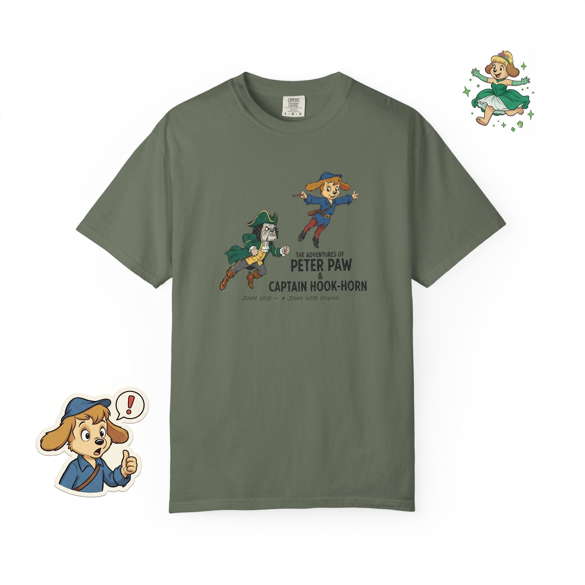 Flying Peter Four Illustration T-Shirt, Retro Storybook Graphic Tee by John Void